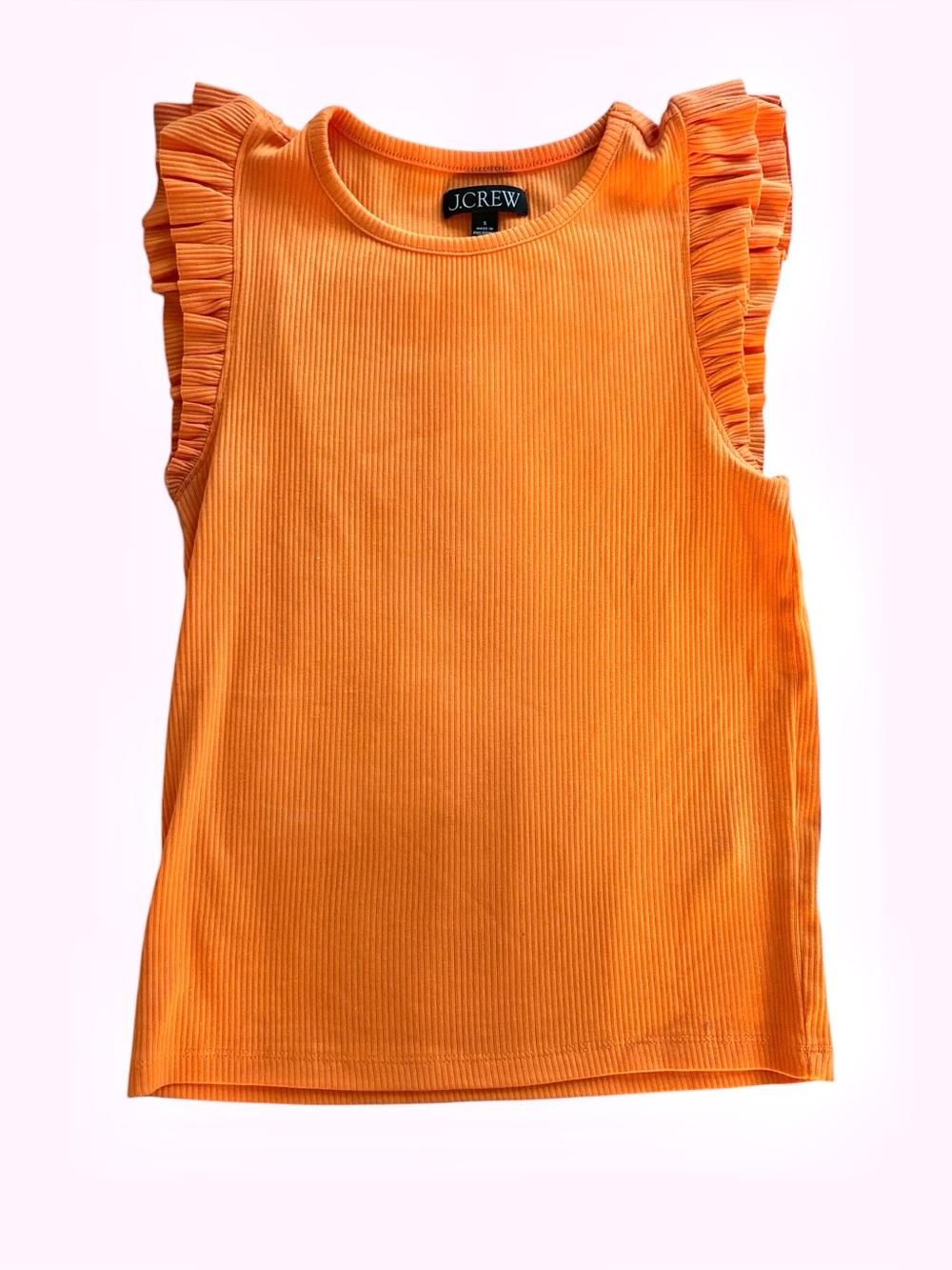 J. Crew ribbed flutter sleeved tangerine tank small
